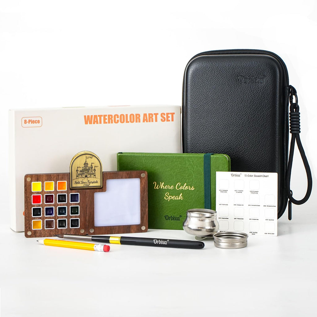 Orbixa mini watercolor travel set forest green