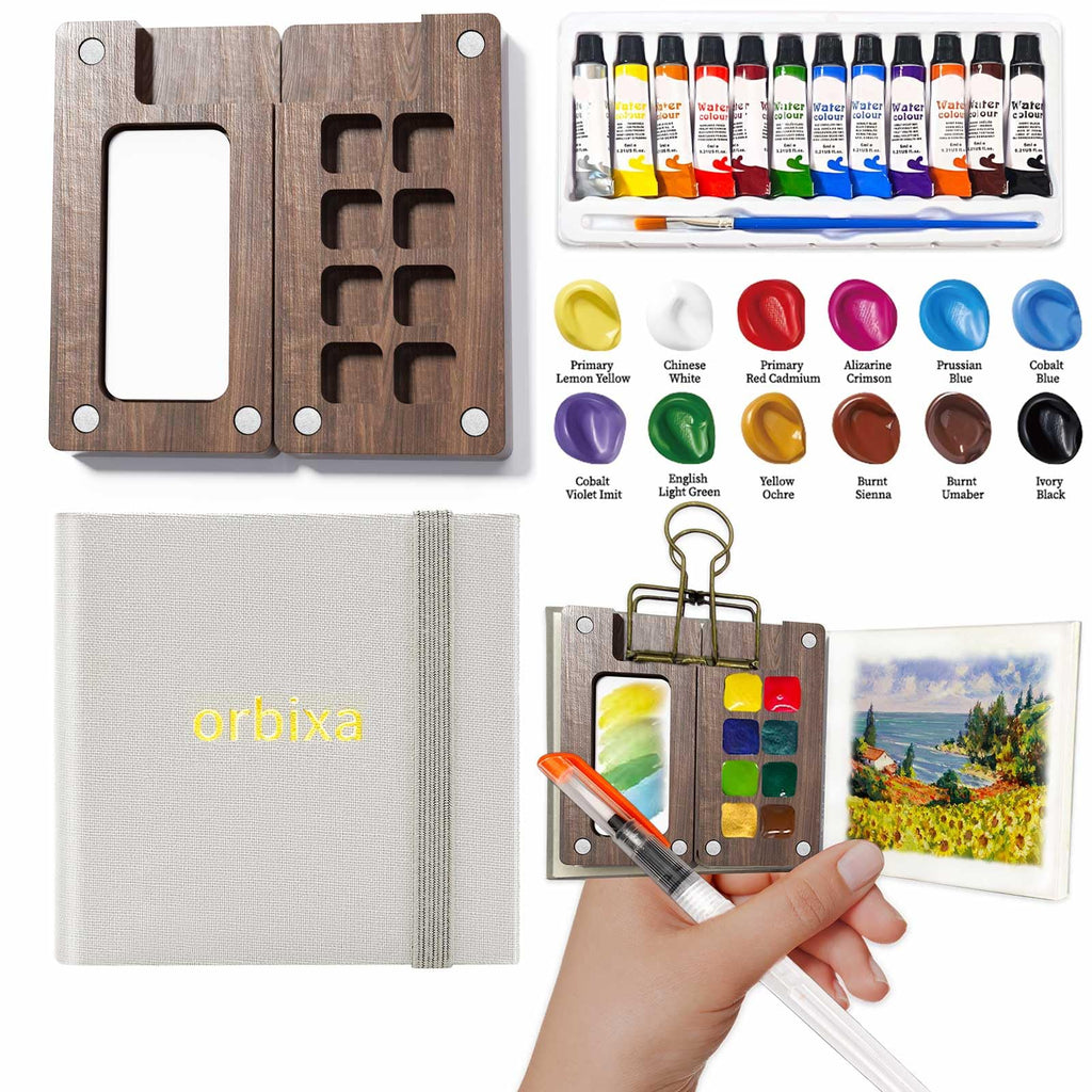 Orbixa mini watercolor palette paint set