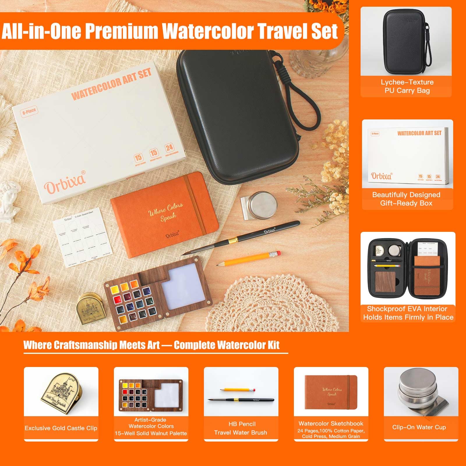 Orbixa PU leather travel case