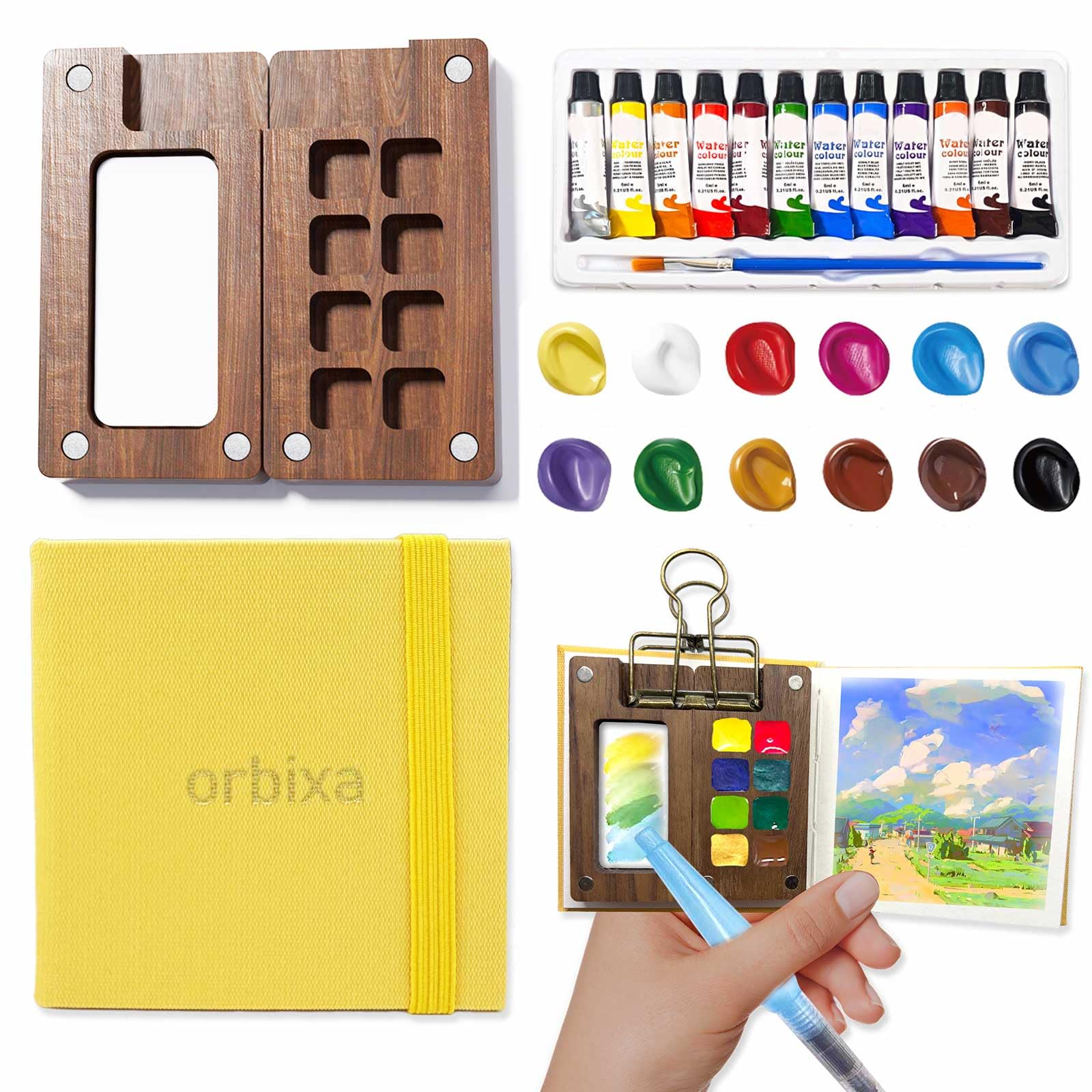 Orbixa mini watercolor palette yellow